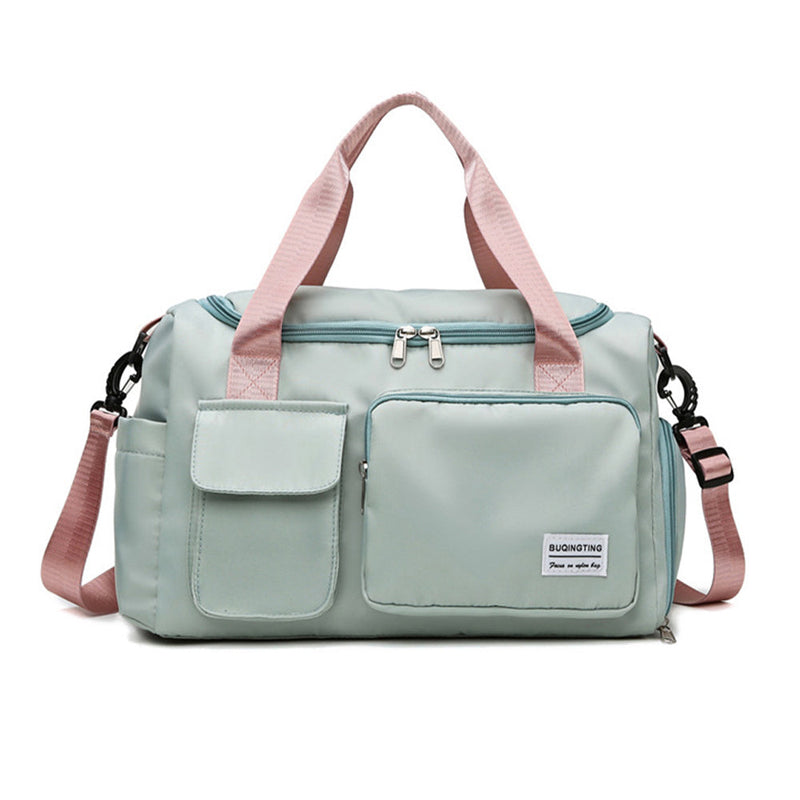 Vibe Geeks Waterproof and Lightweight Zipper Sports Gym Bag with Shoe Compartment - Grey And Pink