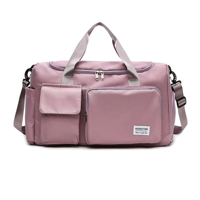 Vibe Geeks Waterproof and Lightweight Zipper Sports Gym Bag with Shoe Compartment - Grey And Pink