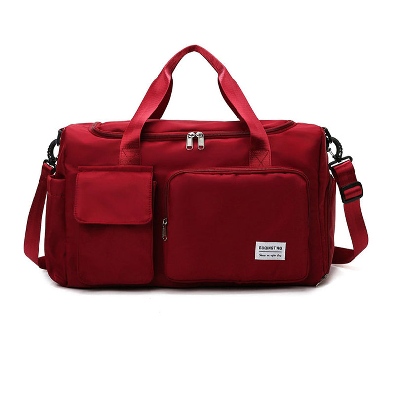 Vibe Geeks Waterproof and Lightweight Zipper Sports Gym Bag with Shoe Compartment - Red
