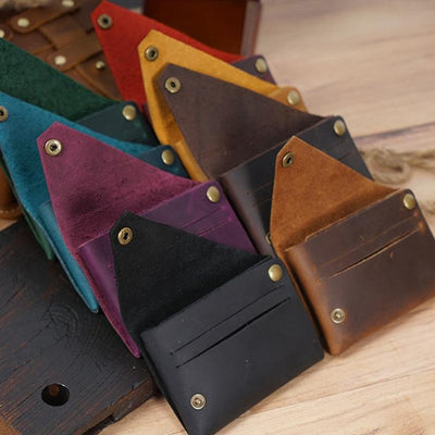 Leather Card Holder For Bank Cards Black - Purple