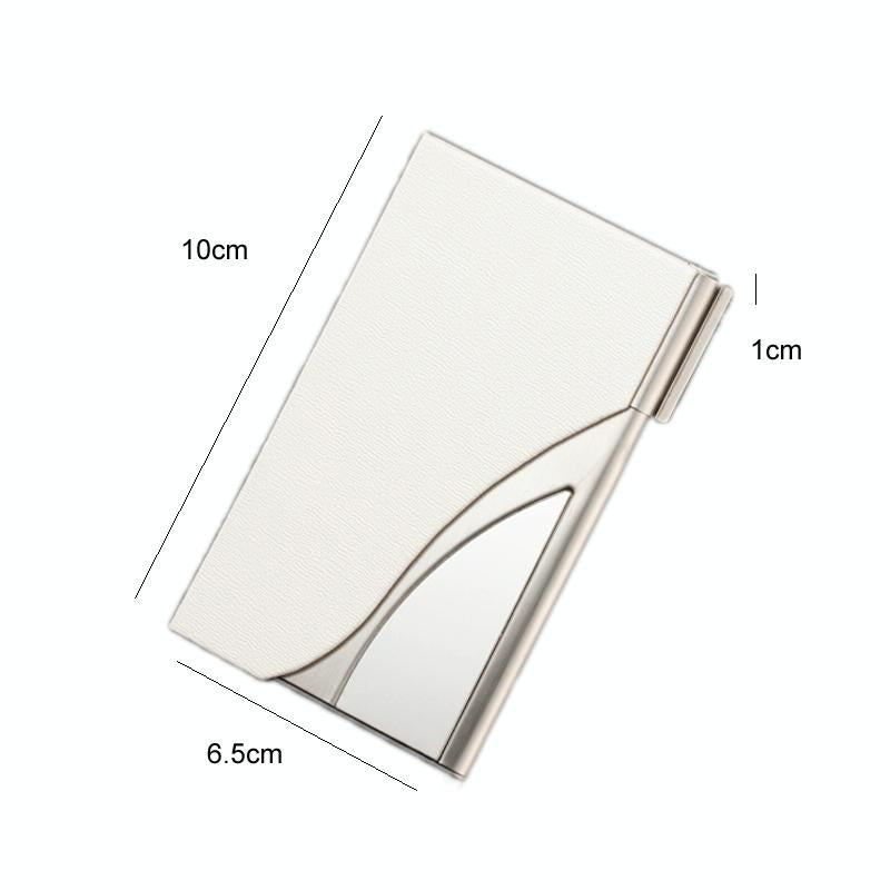 Stainless Steel Business Card Case Large Capacity - Litchi Purple