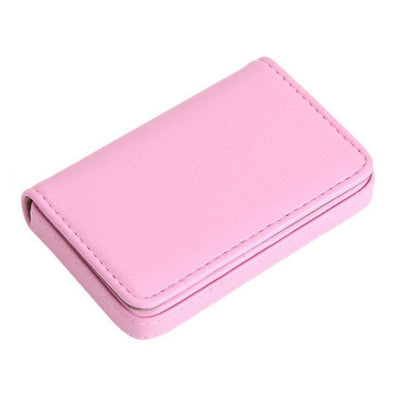 Stainless Steel Magnetic Business Card Holder Pu Leather Case - Apricot