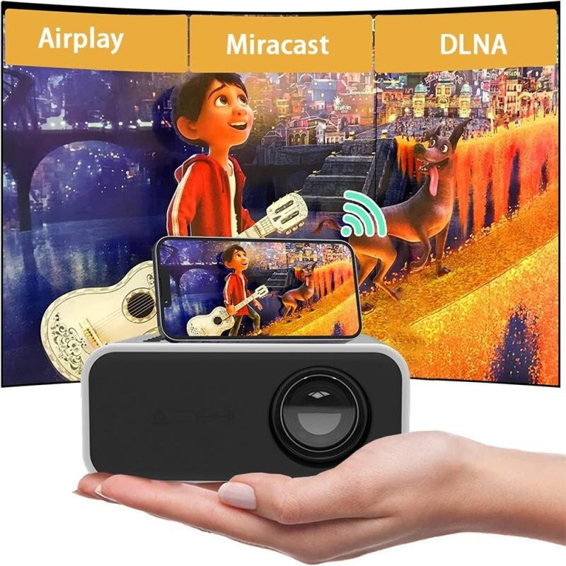 Portable Mini Projector For Home Use - Compatible With Mobile Devices - Black