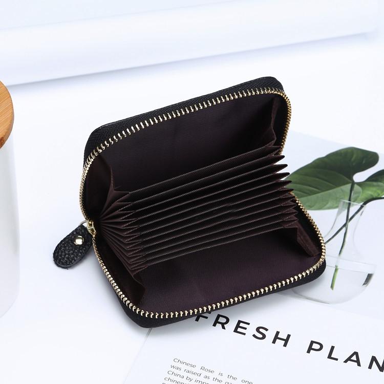 Multi Position Zipper Organ Card Holder Versatile Business Accessory - Rose Red