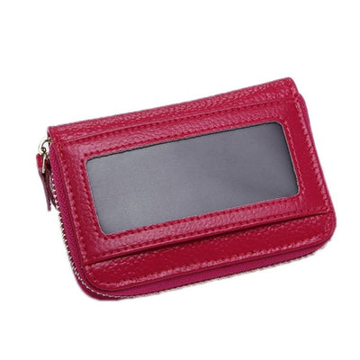 Multi Position Zipper Organ Card Holder Versatile Business Accessory - Rose Red