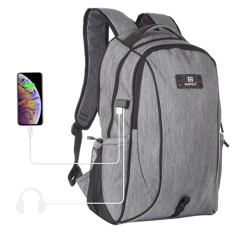 Grey Canvas Dual-Shoulder Laptop Backpack - Portable Outdoor