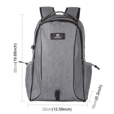 Grey Canvas Dual-Shoulder Laptop Backpack - Portable Outdoor