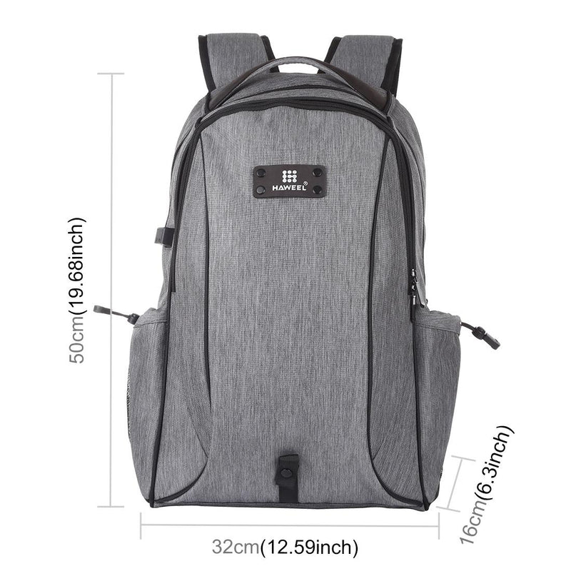 Grey Canvas Dual-Shoulder Laptop Backpack - Portable Outdoor