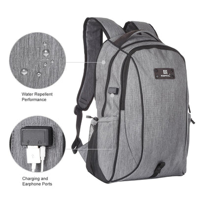 Grey Canvas Dual-Shoulder Laptop Backpack - Portable Outdoor