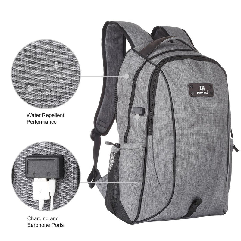 Grey Canvas Dual-Shoulder Laptop Backpack - Portable Outdoor
