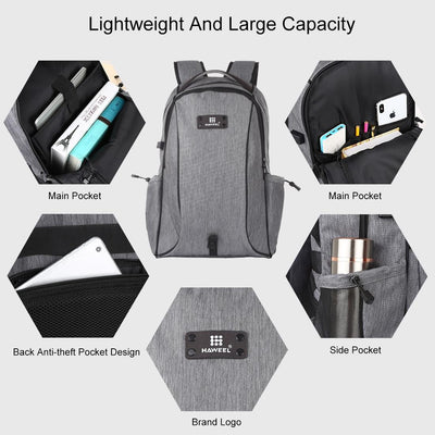 Grey Canvas Dual-Shoulder Laptop Backpack - Portable Outdoor