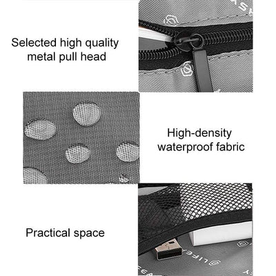 Portable Multi-Functional Headphone Charger And Data Cable Storage Bag With Power Pack - 24 X 12 X 5Cm - Grey