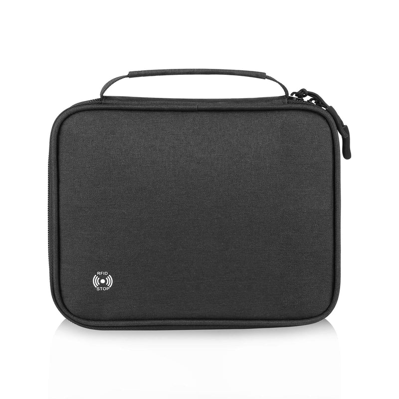 Passport Wallet With Handle Document Organizer & Card Holder - Grey