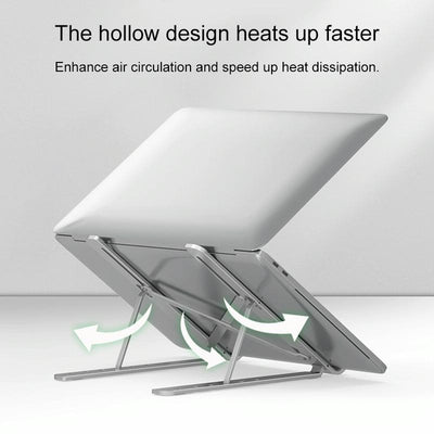 Adjustable Laptop Stand - Portable Folding Height Increase Heat Dissipation - Grey