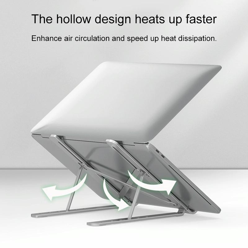 Adjustable Laptop Stand - Portable Folding Height Increase Heat Dissipation - Grey