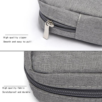 Versatile Headphone Charger & Data Cable Storage Bag - 23 x 11.5 x 5.5cm - Grey