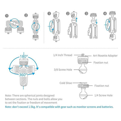 Adjustable Magic Arm Mount For Slr Camera - Grey