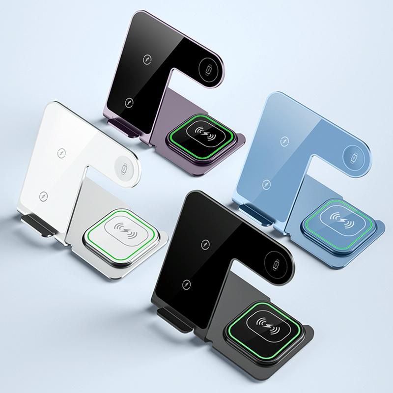 15W 3 In 1 Aluminum Wireless Charger - Grey