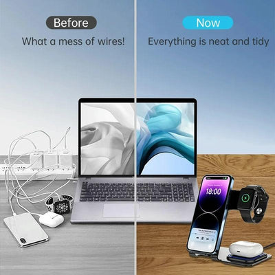 15W 3 In 1 Aluminum Wireless Charger - Grey