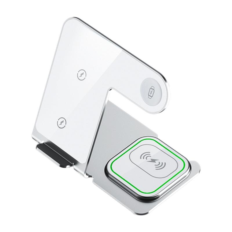 15W 3 In 1 Aluminum Wireless Charger - Grey