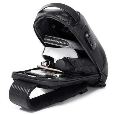 Carbon Fiber Anti Theft Waterproof Crossbody Chest Bag For Men & Women 34 X 18 X 10Cm - Grey