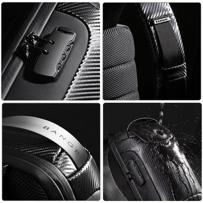 Carbon Fiber Anti Theft Waterproof Crossbody Chest Bag For Men & Women 34 X 18 X 10Cm - Grey