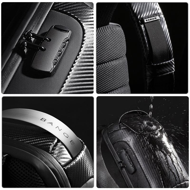 Carbon Fiber Anti Theft Waterproof Crossbody Chest Bag For Men & Women 34 X 18 X 10Cm - Grey