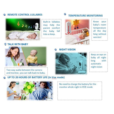 2.4 Wireless Baby Monitor With Lcd Night Vision & Two-Way Talk - Grey