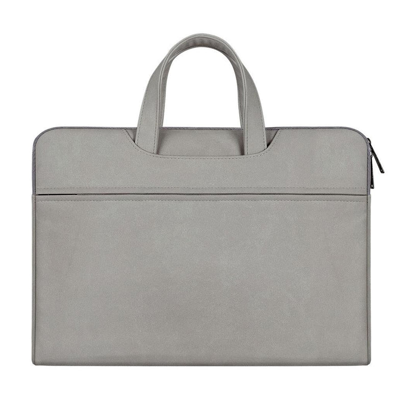 Waterproof Portable One-shoulder Handbag for 15.6 Laptops with Hidden Zipper and Suitcase Belt - Light Grey