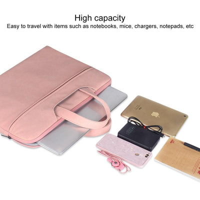 Waterproof Portable One-shoulder Handbag for 15.6 Laptops with Hidden Zipper and Suitcase Belt - Light Grey