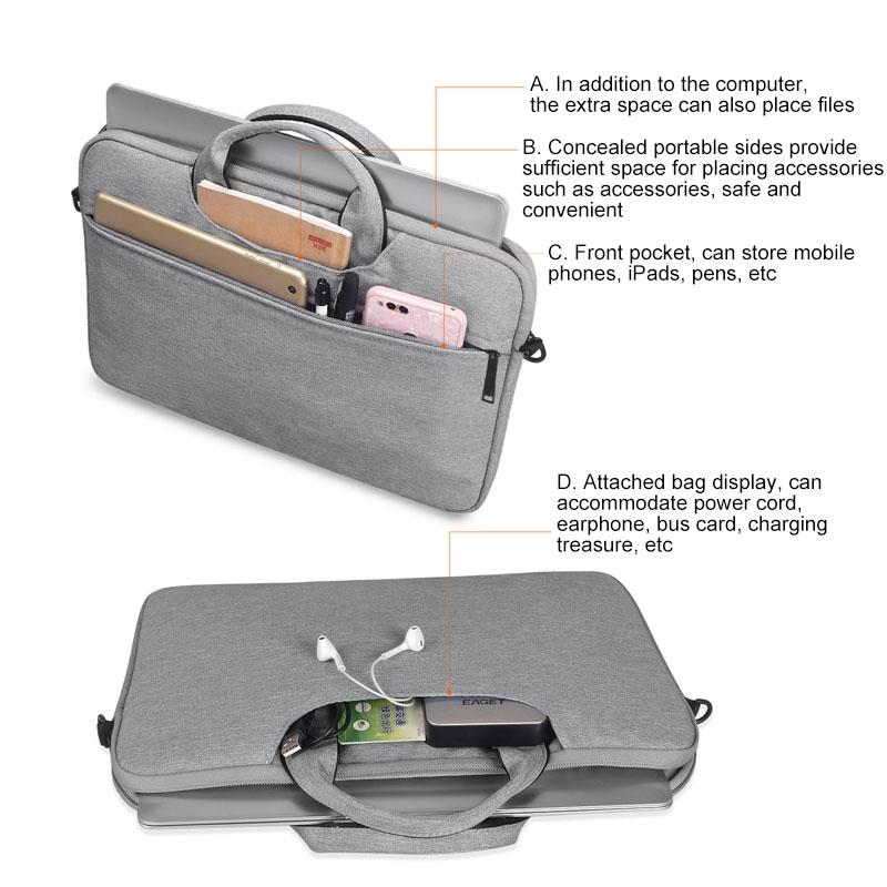 13.3 Inch Hidden Portable Strap One-shoulder Handbag - Waterproof Oxford Cloth - Light Grey