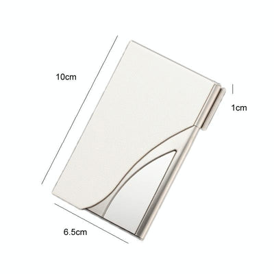 Stainless Steel Business Card Case Large Capacity - Litchi Orange