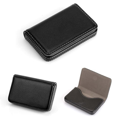 Stainless Steel Magnetic Business Card Holder Pu Leather Case - Orange