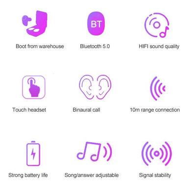Wireless Touch Bluetooth Headset with Smart Magnetic Charging - Automatic Pairing - Gold