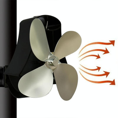 4-blade Heat Powered Fireplace Stove Fan - Aluminum - Gold