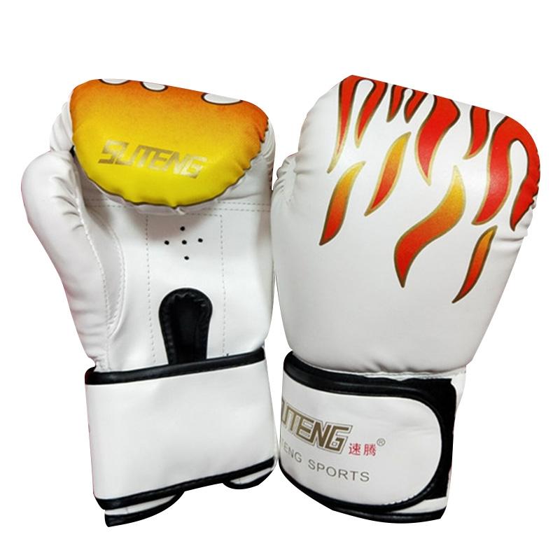 Adult Flame Pattern Pu Leather Boxing Gloves - Fitness - Blue