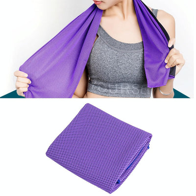 2-Pack Enduring Ice Towels - Microfiber Fabric 30*100Cm - Ideal For Gym And Sports - Purple