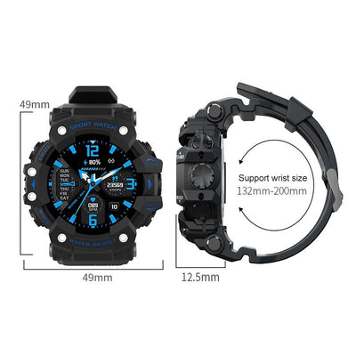 1.28 Inch Waterproof Smart Watch With Heart Rate & Blood Pressure Monitoring - Blue