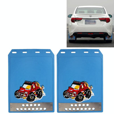 2 Pcs Premium Heavy Duty Molded Splash Mud Flaps Auto Front And Rear Fender Guard Small Size Random Pattern Delivery - Blue