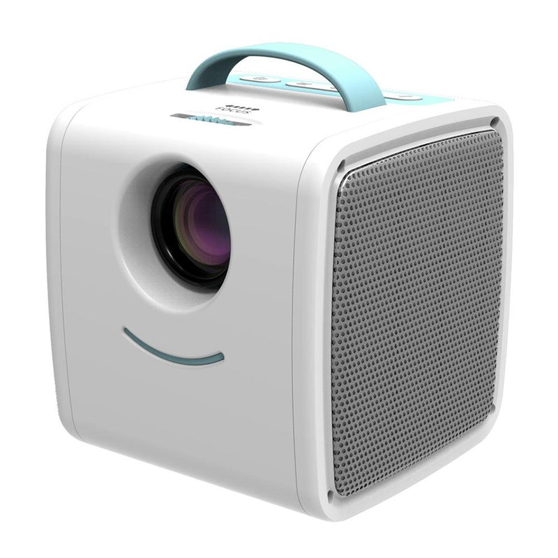 10W Children Video Projector - 30 Lumens Hd 1080P Lcd Technology Supports Av / Usb / Mini Sd / Hdmi / Audio - White - Blue