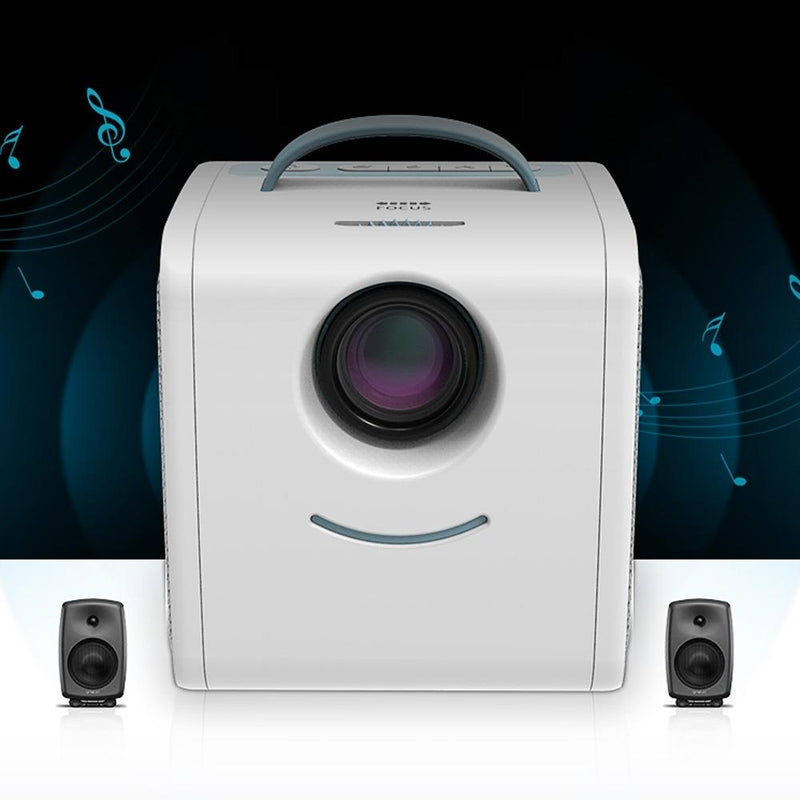 10W Children Video Projector - 30 Lumens Hd 1080P Lcd Technology Supports Av / Usb / Mini Sd / Hdmi / Audio - White - Blue