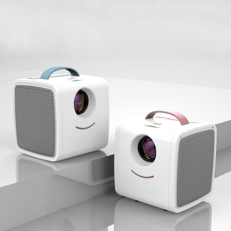 10W Children Video Projector - 30 Lumens Hd 1080P Lcd Technology Supports Av / Usb / Mini Sd / Hdmi / Audio - White - Blue