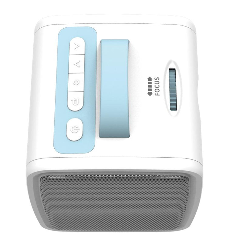 10W Children Video Projector - 30 Lumens Hd 1080P Lcd Technology Supports Av / Usb / Mini Sd / Hdmi / Audio - White - Blue