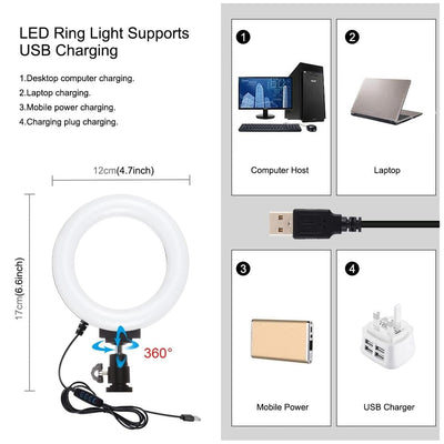 3-In-1 Vlogging Kit With Smartphone Rig Microphone And Led Ring Light - Blue