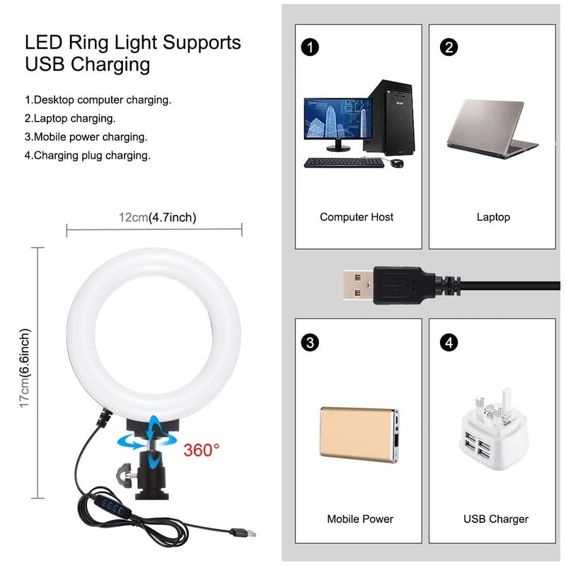 3-In-1 Vlogging Kit With Smartphone Rig Microphone And Led Ring Light - Blue