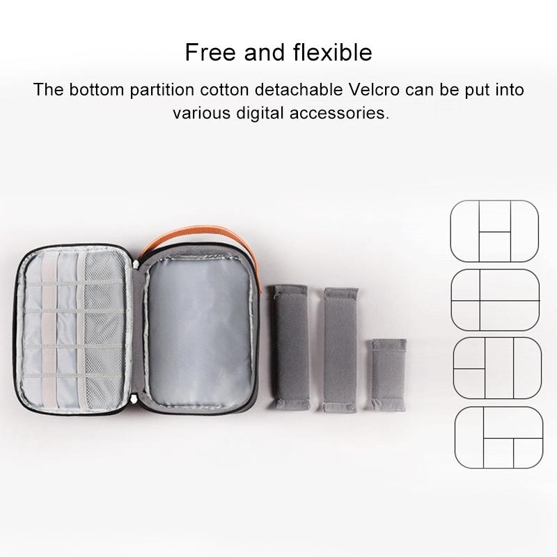 Portable Multi-Function Headphone Charger Data Cable Storage Bag - Ultra Fiber Power Pack - Blue L