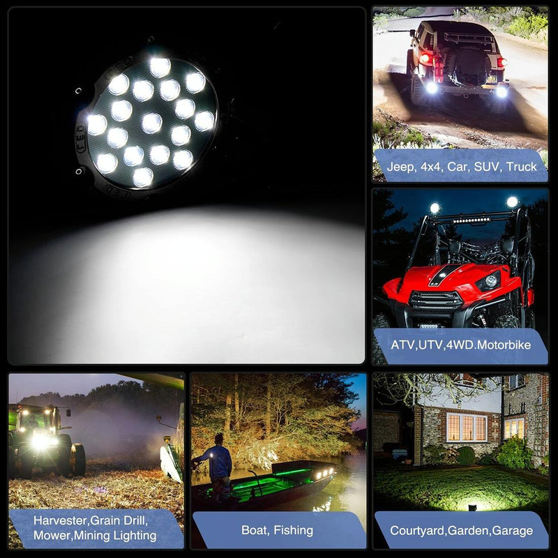 2 Pcs 3500Lm 6500K White Light 17 Led Waterproof Car Boat Marine Work Lights Spotlight Led Bulbs 30 Degrees Adjustable Dc 10 - 30V - Red