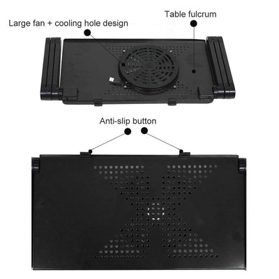 Adjustable Foldable Laptop Stand With Fans & Mouse Pad - Portable Aluminum Alloy - Magenta