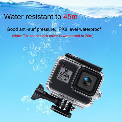 Waterproof Case for Gopro Hero8 with Touch Back Cover and Colour Lens Filter - 45m - Purple