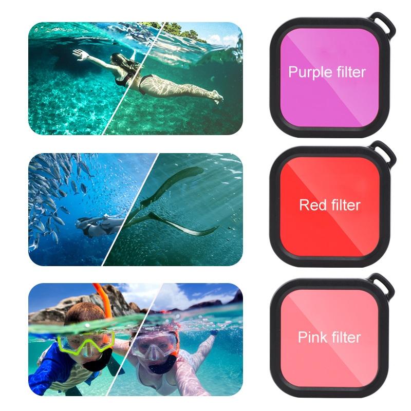 Waterproof Case for Gopro Hero8 with Touch Back Cover and Colour Lens Filter - 45m - Purple